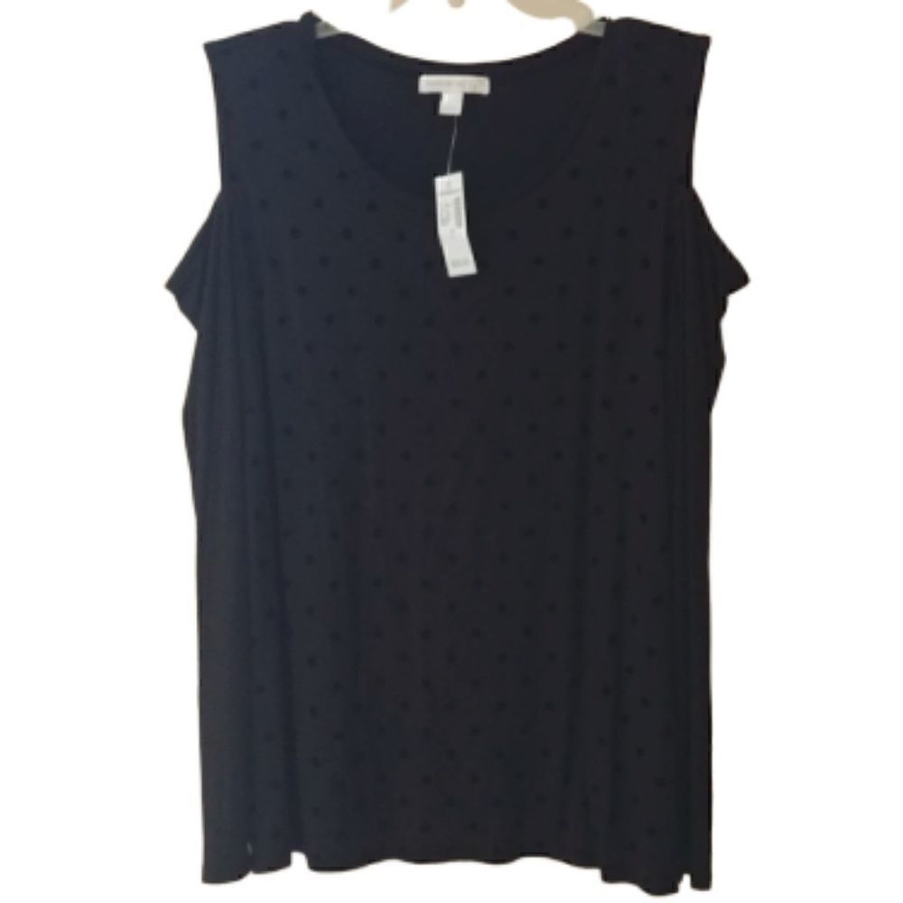 Dress Barn NWT black open shoulder top- L